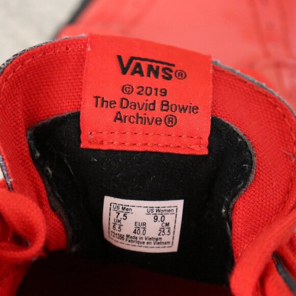 Vans x David Bowie Sk8-Hi Red Patent Leather High Top Sneakers Women 9 / Men 7.5 - Picture 2 of 14